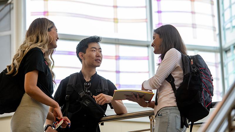 Students in library atrium